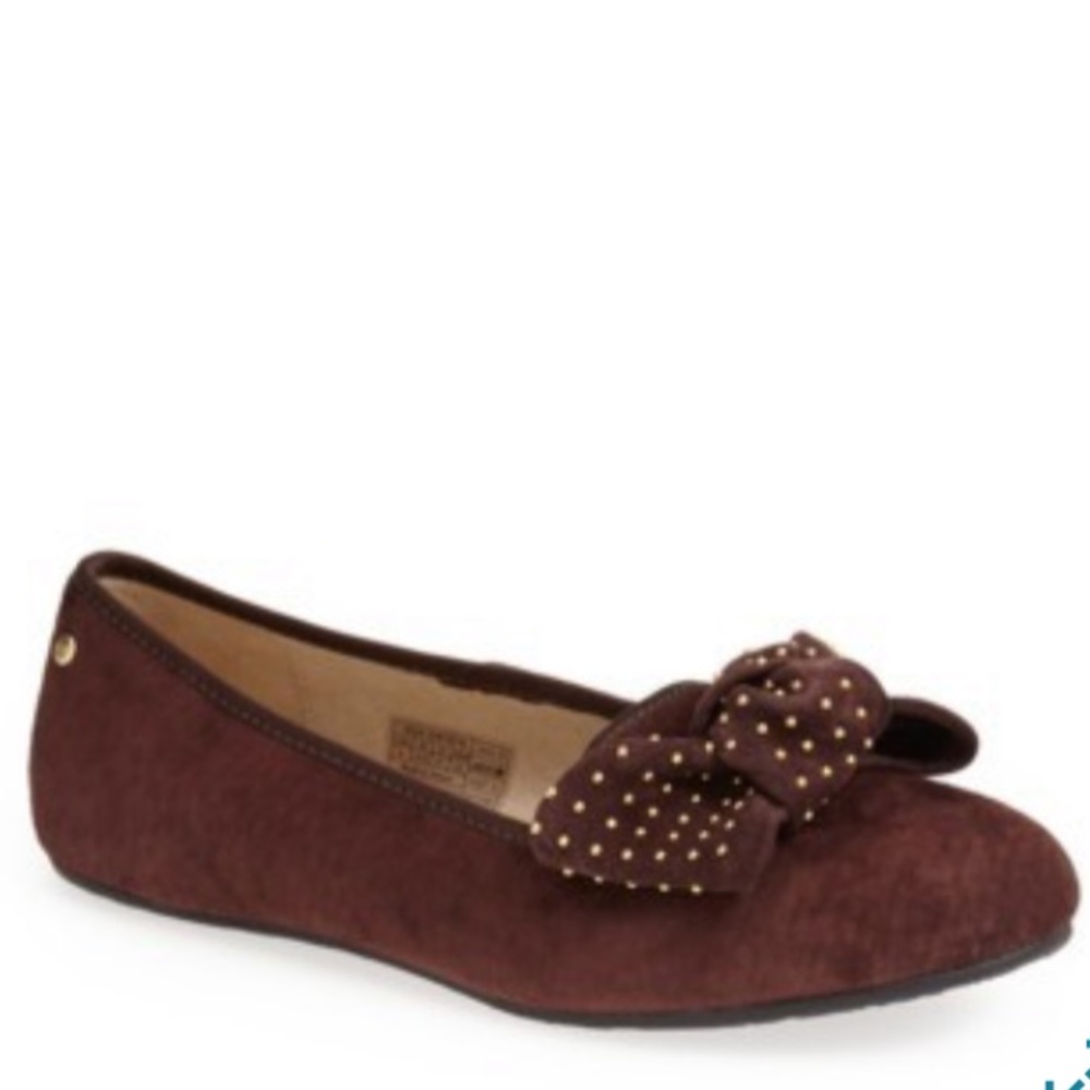 UGG Alloway Brown Studded Bow Flats